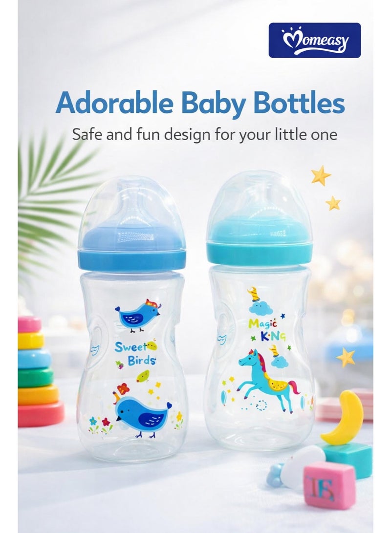 Momeasy عبوتان من زجاجات إرضاع الأطفال سعة 240 مل، صمام مضاد للمغص، حلمة سيليكون ناعمة تشبه حلمة الثدي، خالية من مادة BPA، مانعة للتسرب، عنق واسع، سهلة التنظيف، طقم زجاجات حليب للأطفال حديثي الولادة/الرضع - Image 5